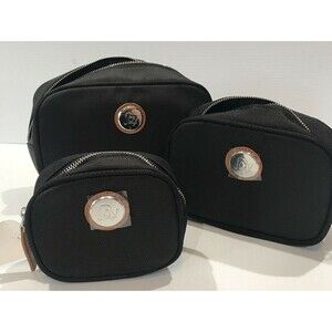 Joy Mangano Joy Travel Ease Tuff Tech Set of 3 Black Nesting Travel Pouches